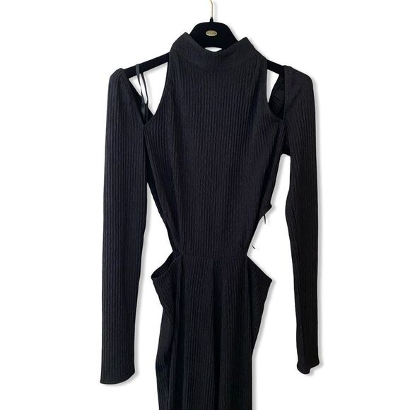 NWT Michael Costello x REVOLVE Archer Jumpsuit Black cut out one piece catsuit S - Picture 9 of 13